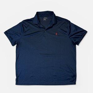 Polo Ralph Lauren mens XL navy blue solid performance mesh polo shirt EUC